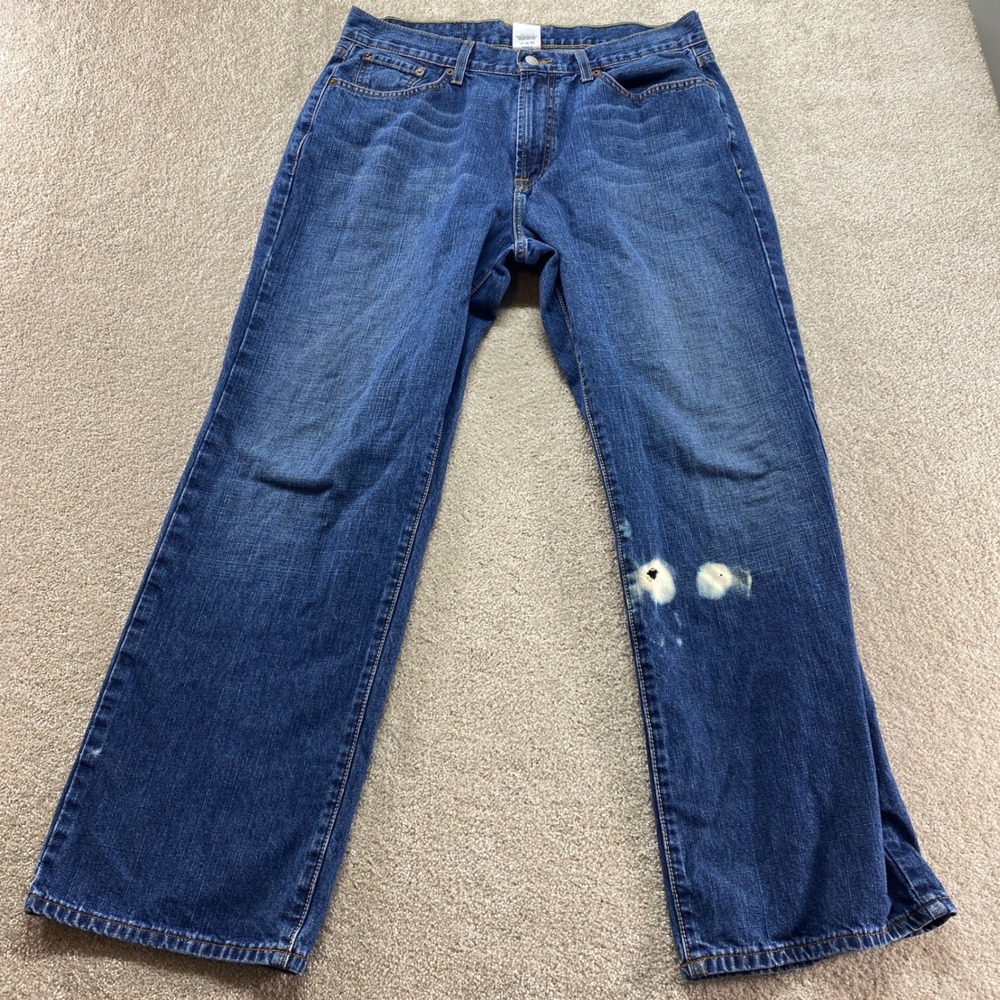 Lucky‎ Brand Rivington Bootcut Jeans Mens 34 Short Blue Medium Wash Distressed